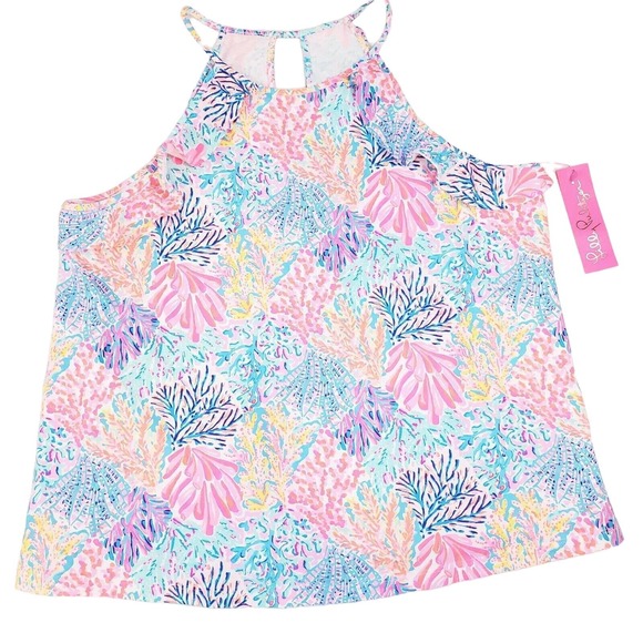 Lilly Pulitzer Tops - Lilly Pulitzer Billie Top Women's XL Splash Dance Pink Multi-Color Floral Fancy